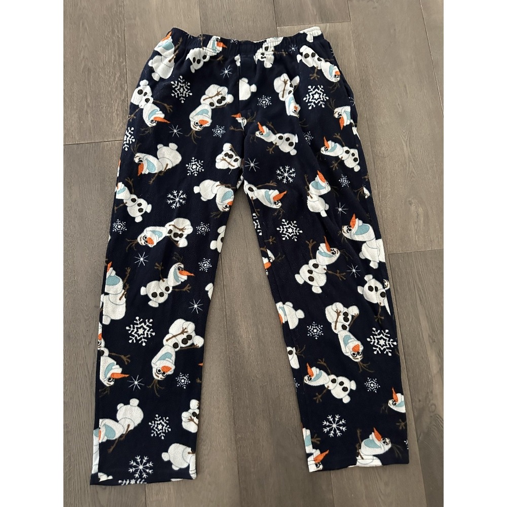 Disney Frozen Olaf Pajama Pants Womens Large Fleece Snowman Winter Warm Cozy